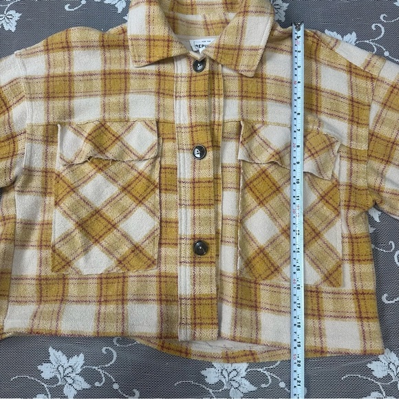 For The Republic Plaid Patchwork-Elbow Cropped Shaket Size XS - Picture 7 of 9